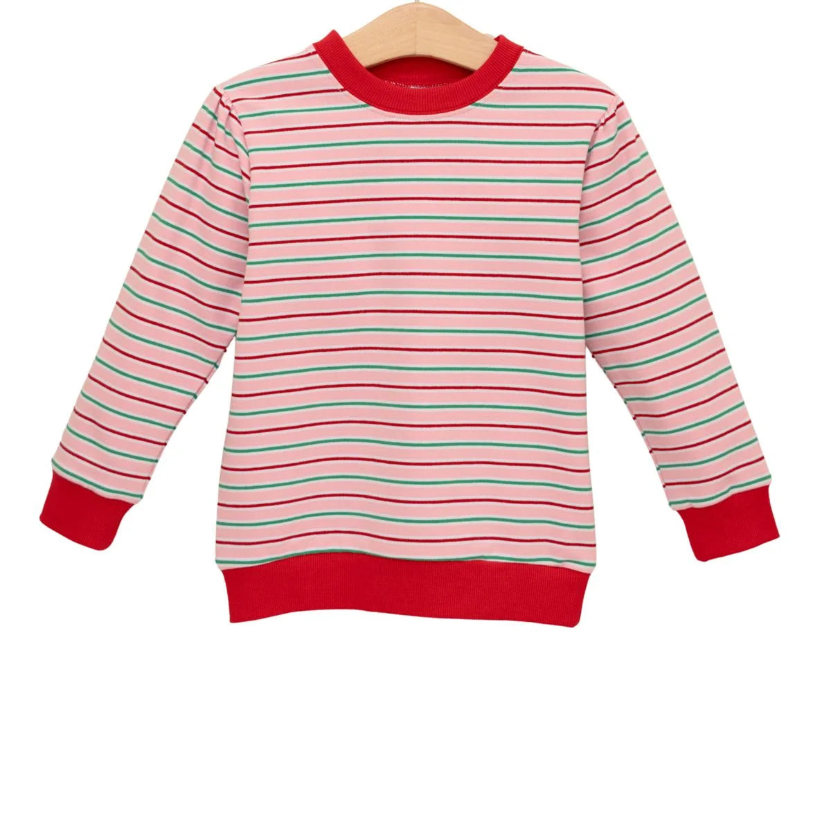 French Terry Pullover - Merry & Bright Stripe (Pink)