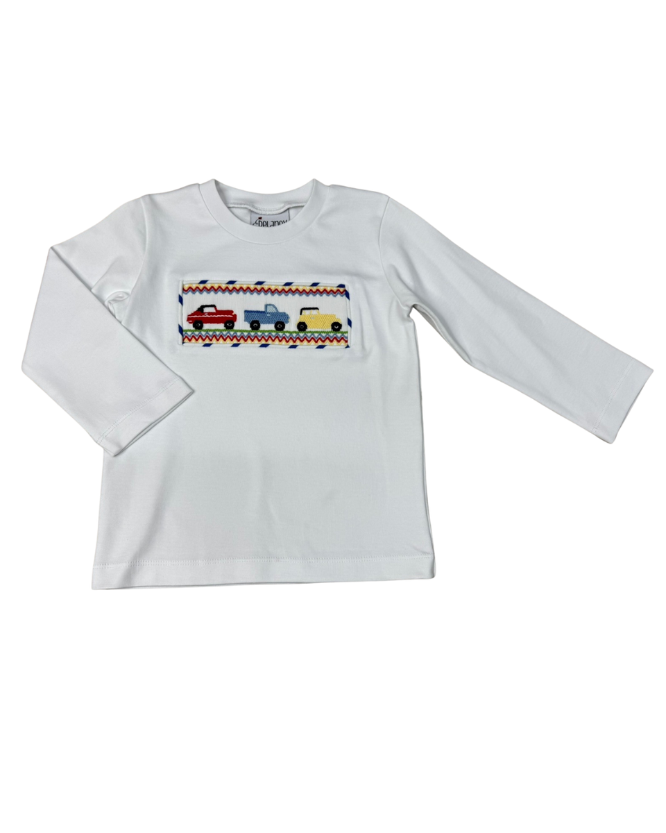 White Smocked Car Shirt