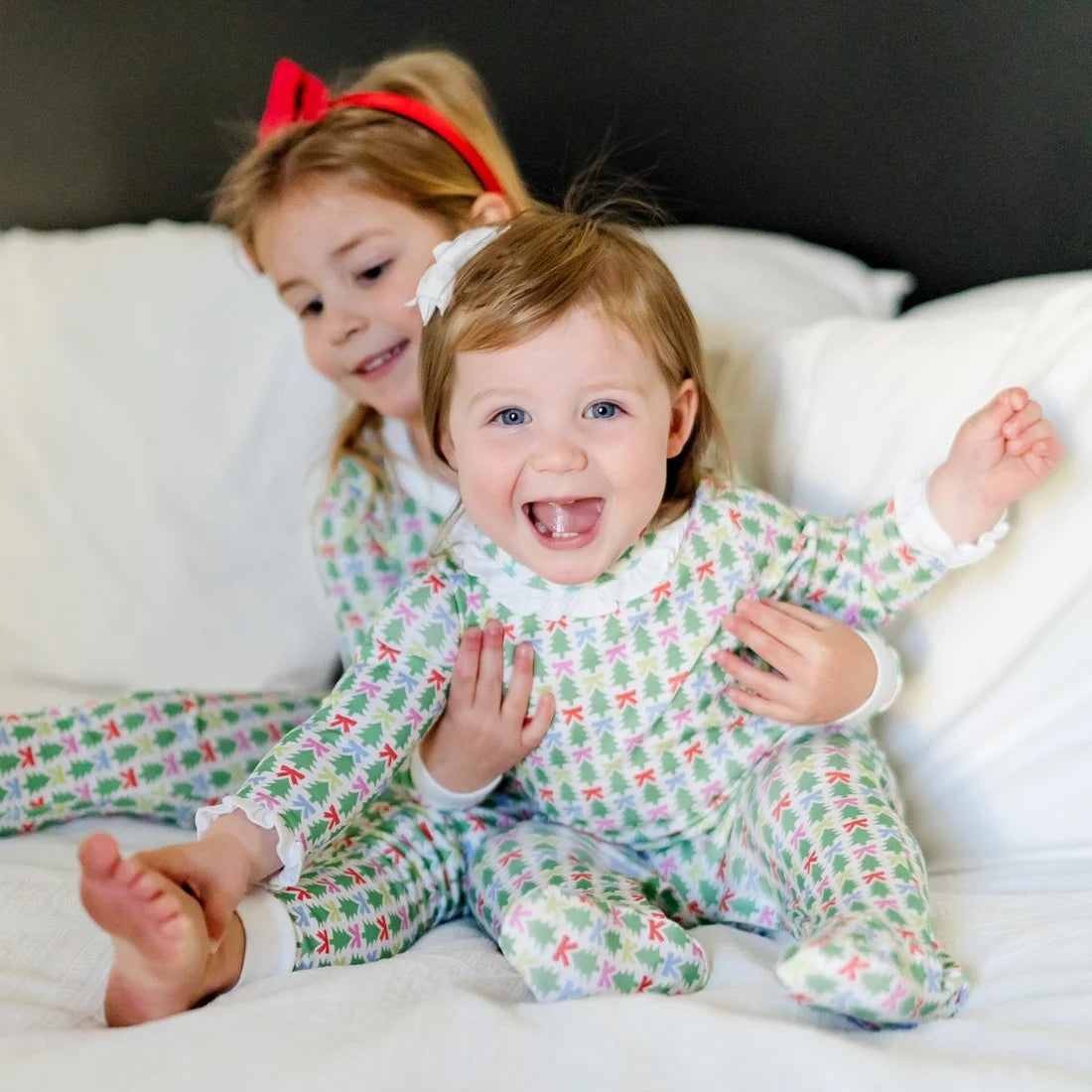 Lucy Girls' Romper - Tree Topper Bows