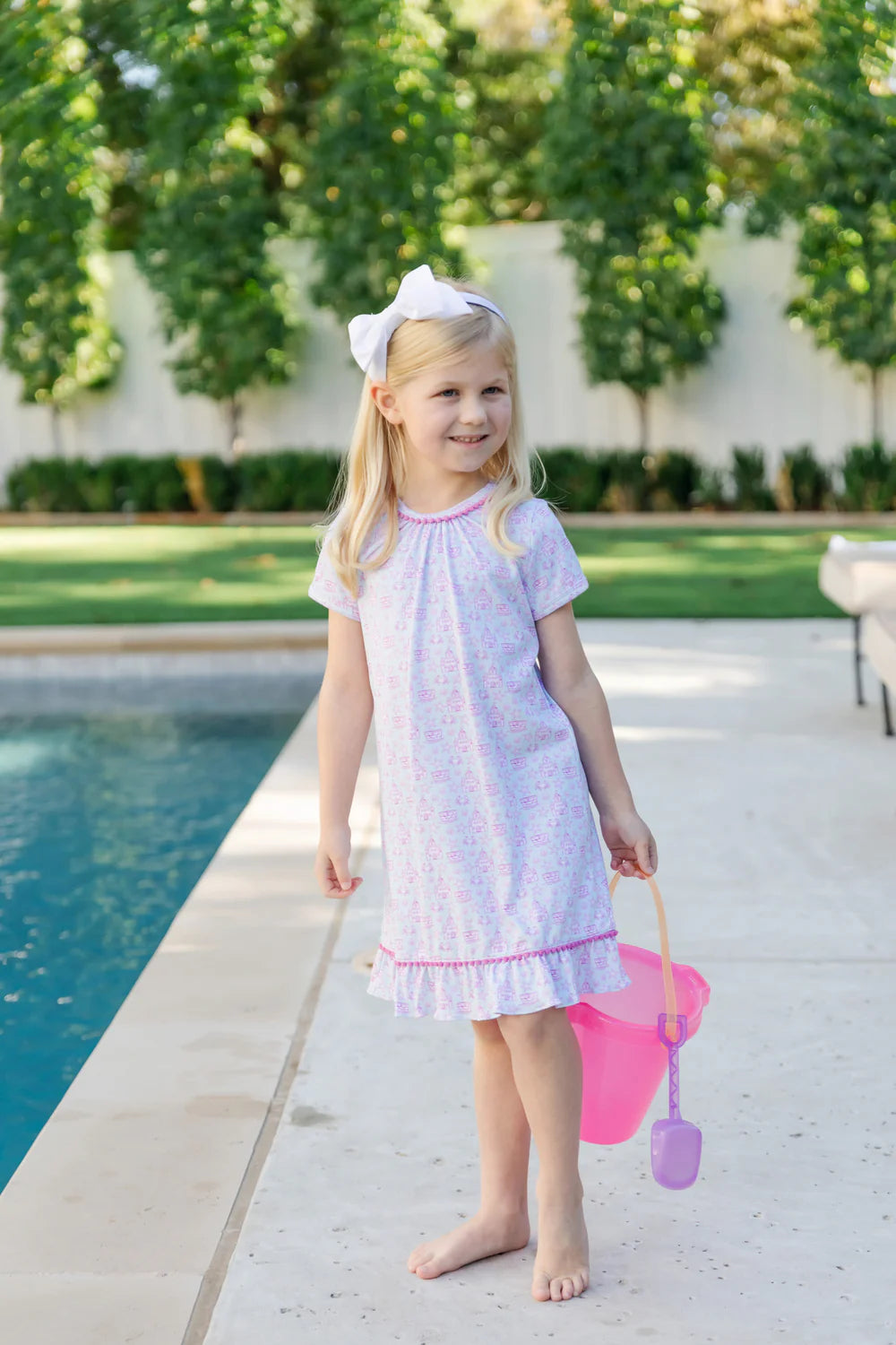 Camden Girls' Dress (Loungewear) - Sandcastles Pink