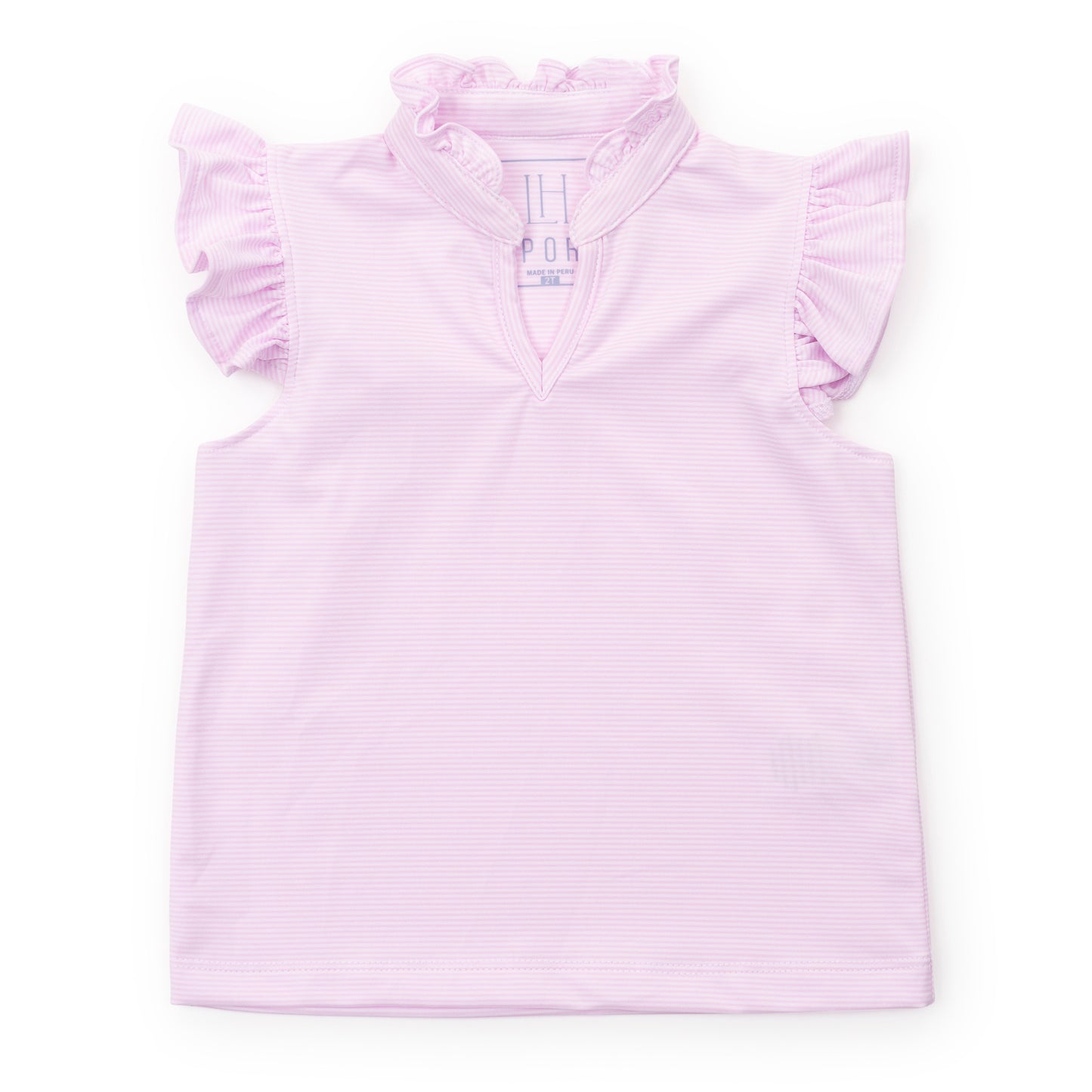 Ellie Ruffled Top - Pink & White Stripe