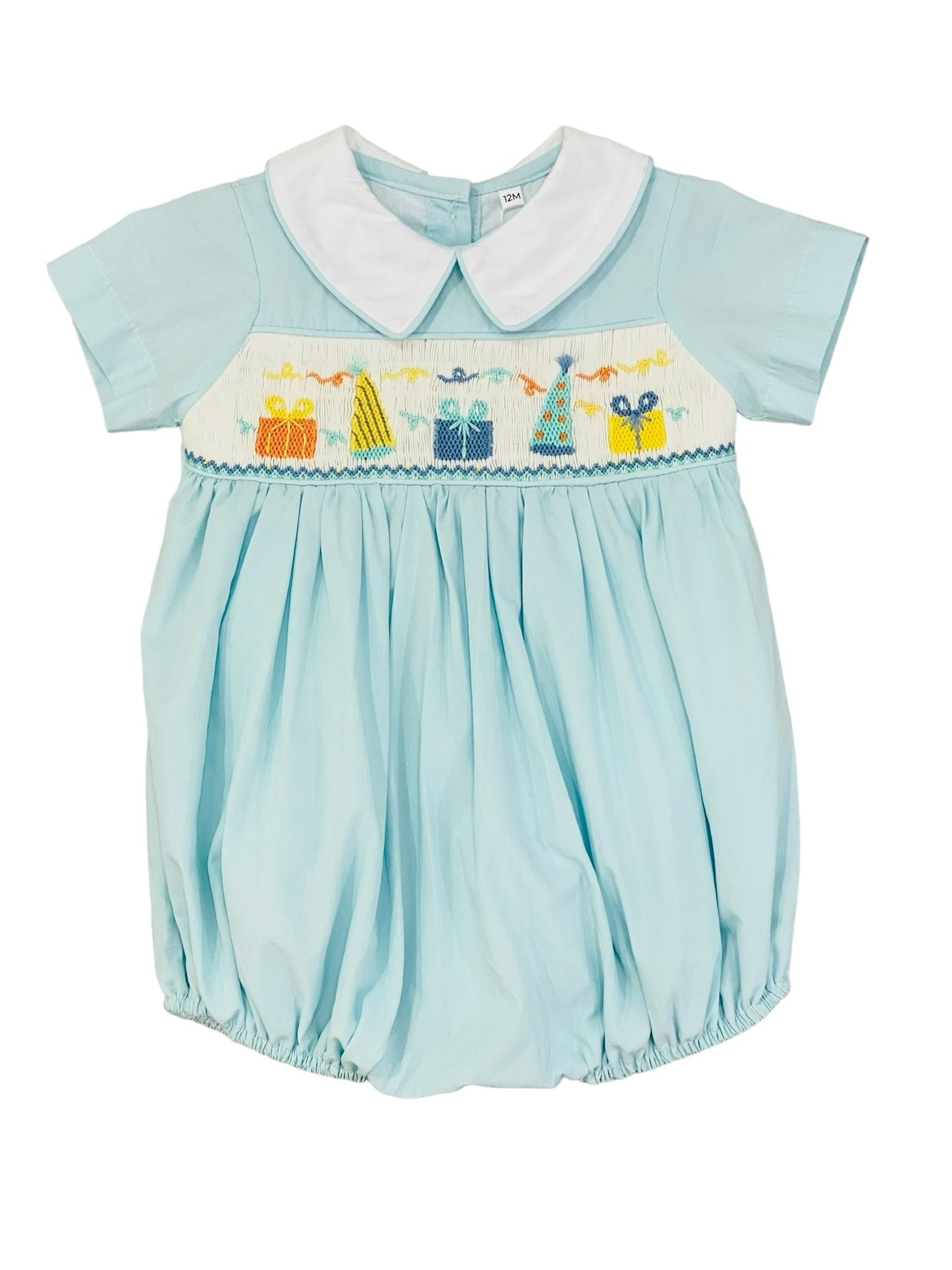 Finn Blue Birthday Smocked Bubble