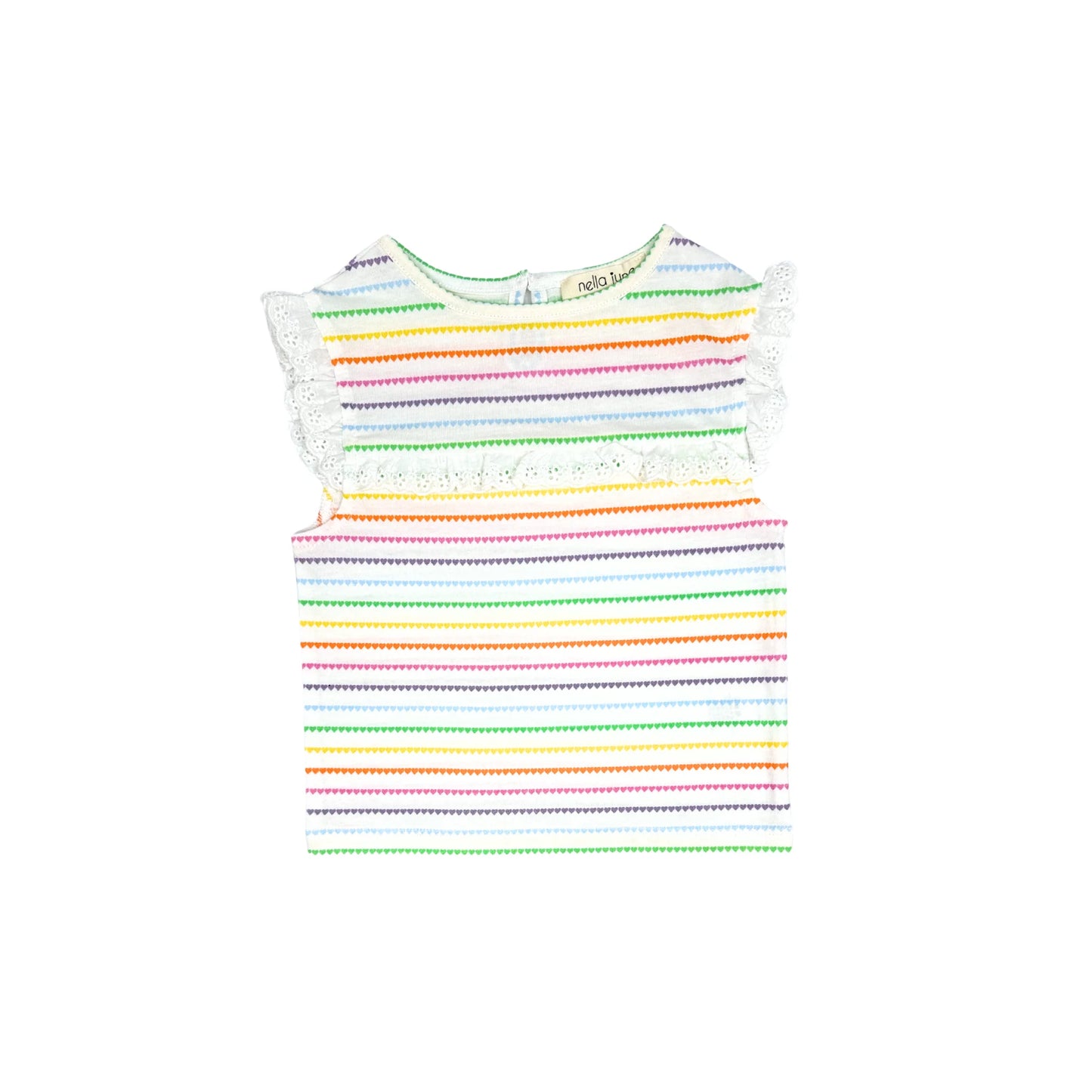 Eyelet Lace Tank in Rainbow Heart Stripe