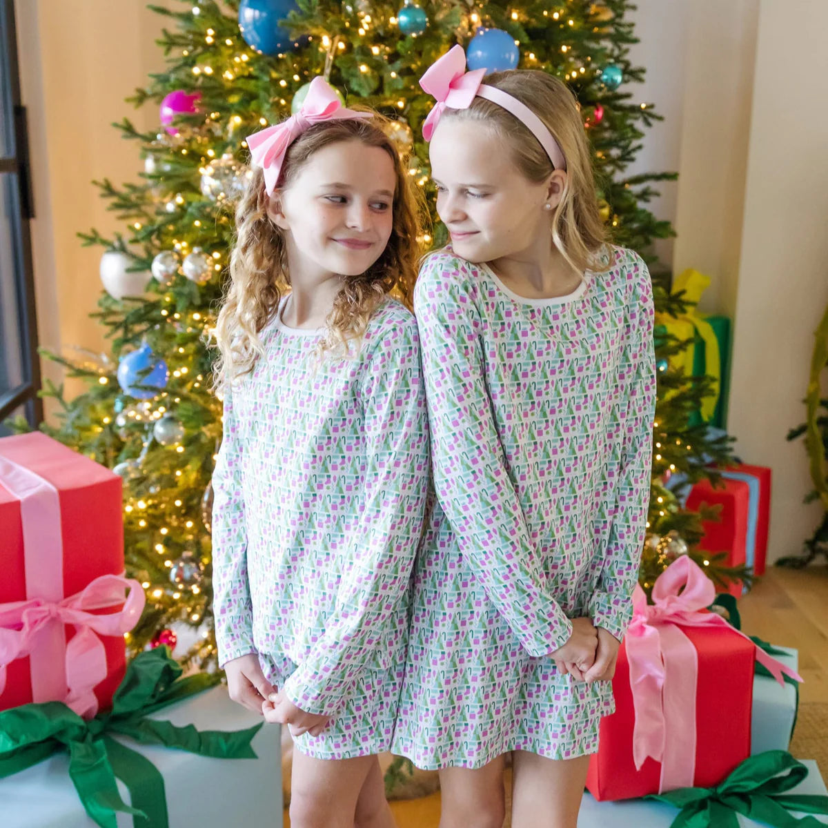 Berkeley Girls' Shirt Dress Loungewear - Mod Holiday Pink