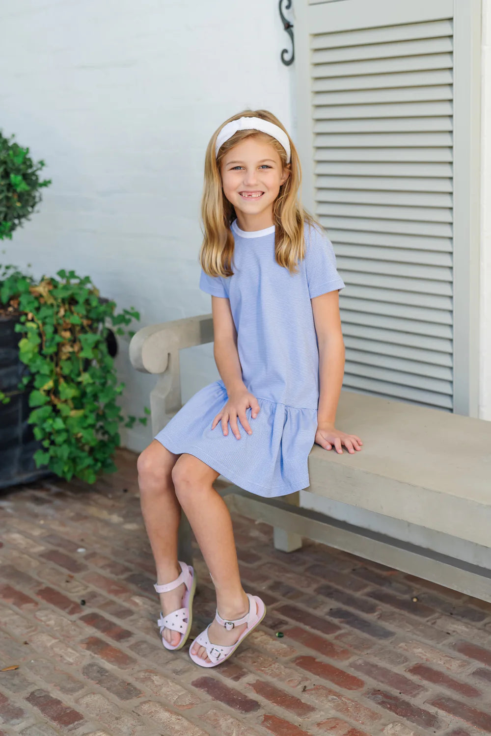 Lottie Girls' Dress Blue Stripes