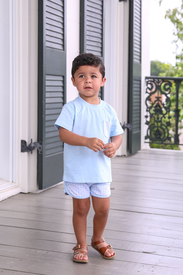 Madden Short Set - Light Blue Gingham