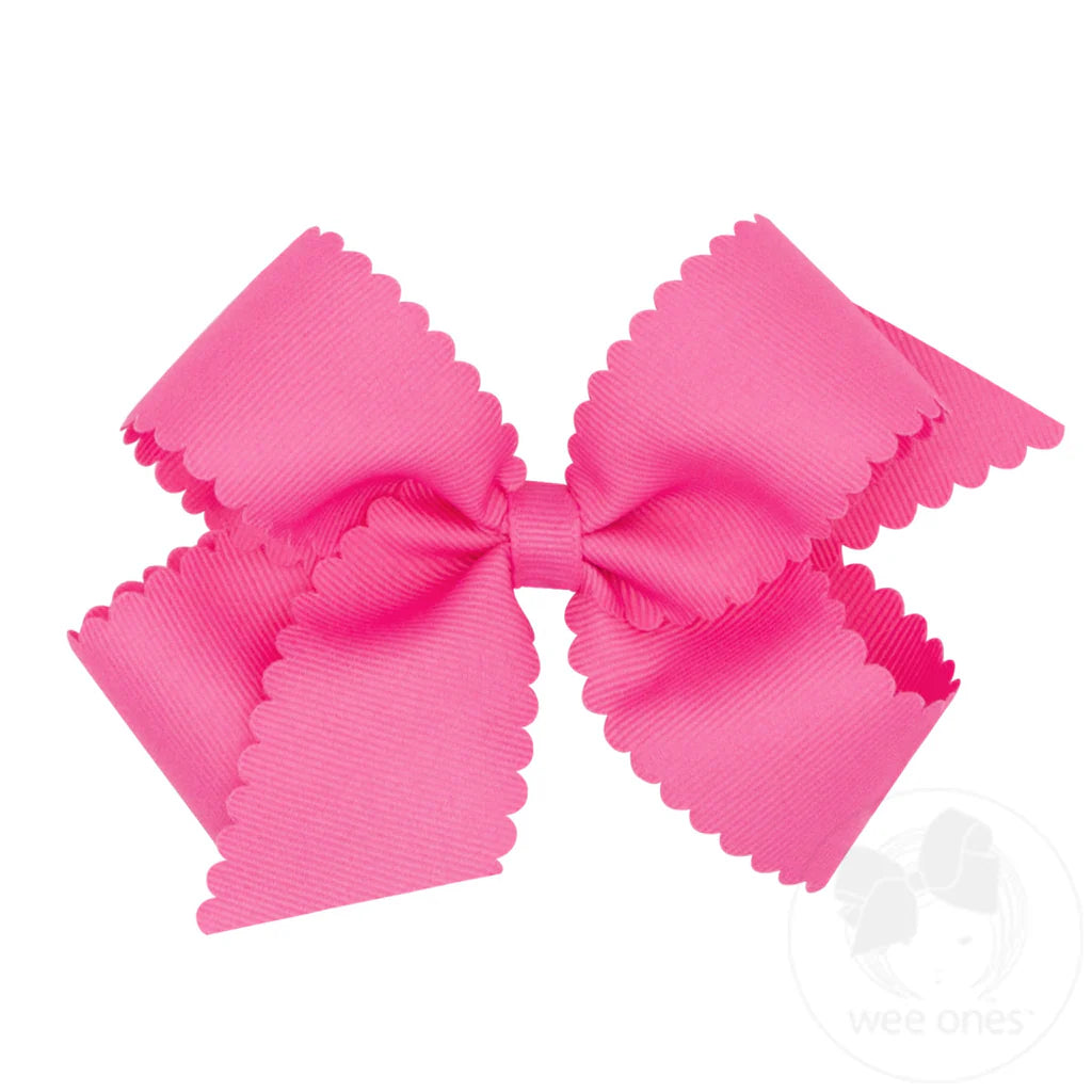 Medium Grosgrain Scallop Edge - Hot Pink