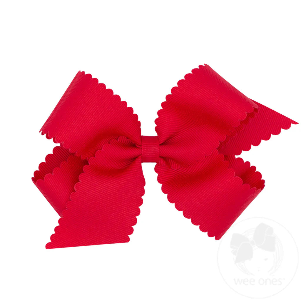 Medium Grosgrain Scallop Edge - Red