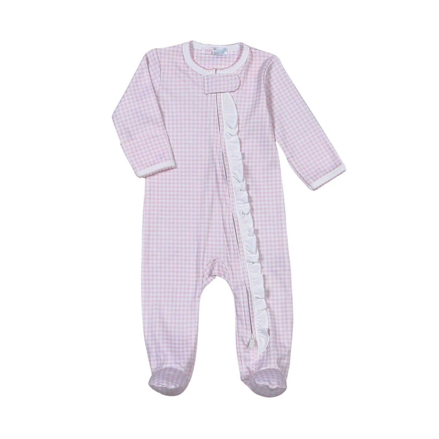 Pink Gingham Zipper Footie