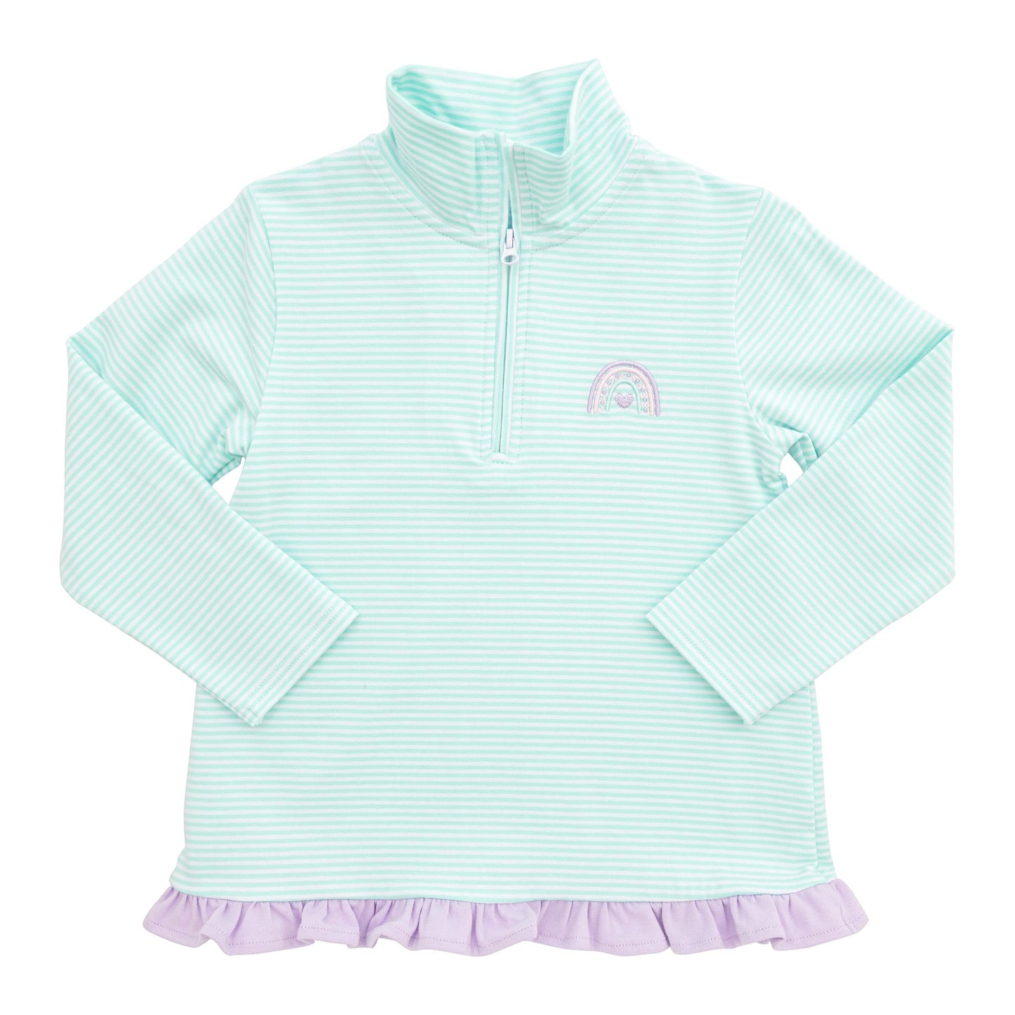 1/4 Zip Ruffle Pullover - Rainbow