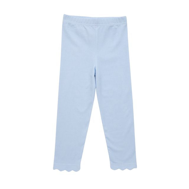 Scallop Leggings - Light Blue Micro Gingham