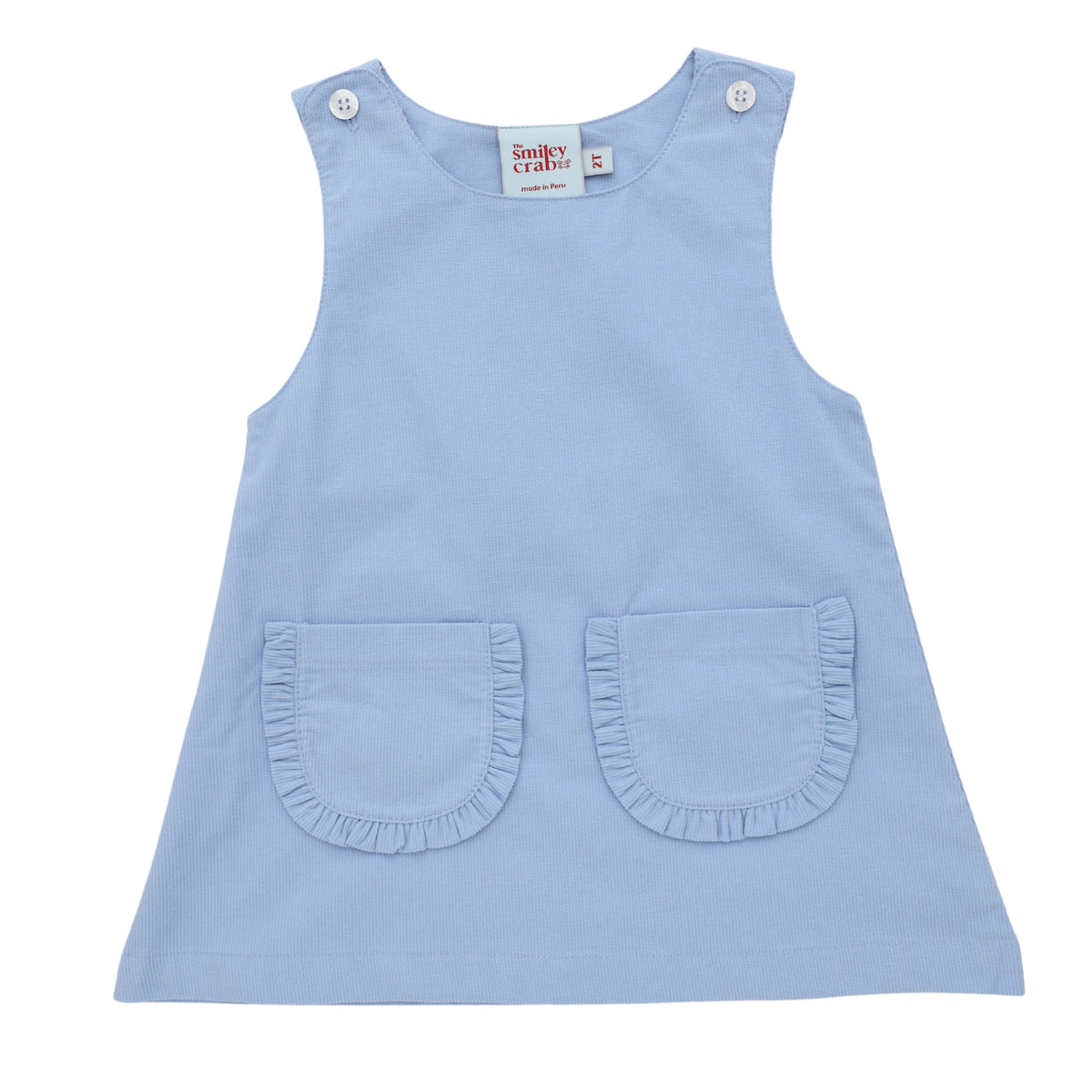 Light Blue Cord Ruffle Pocket Jumper