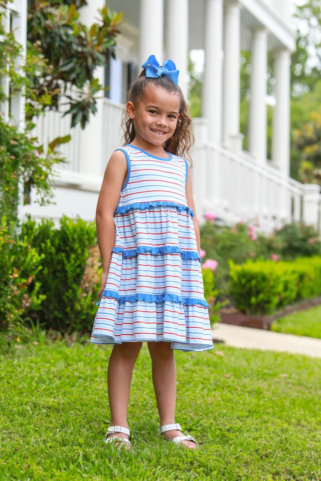 Tinsley Twirl Dress - Patriotic Stripe