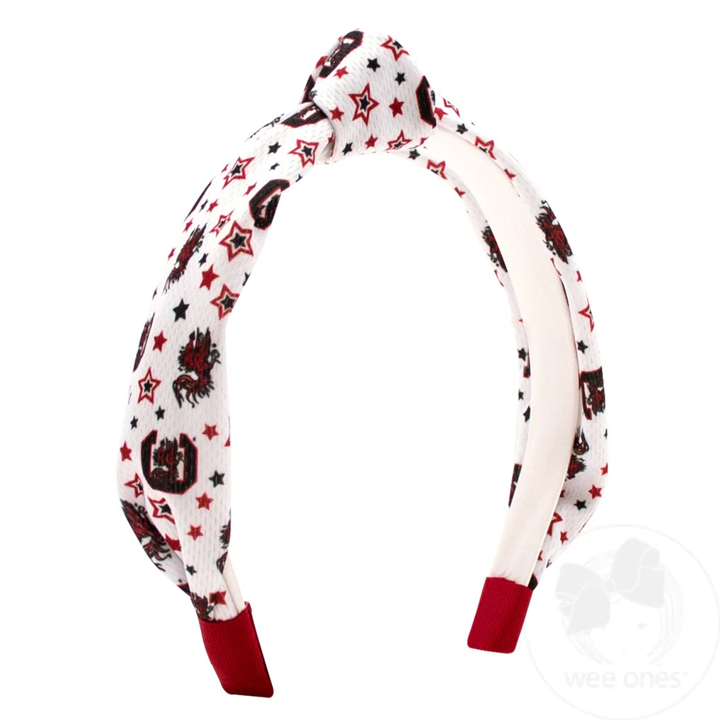 South Carolina Logo Print Soft Ripple-Textured Knot Wrap Headband