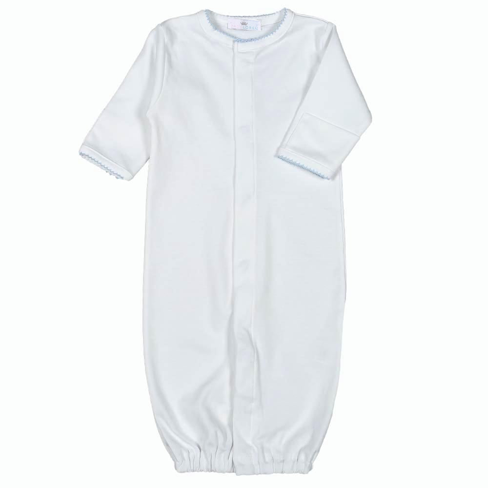 White Converter Gown Blue Picot Trim