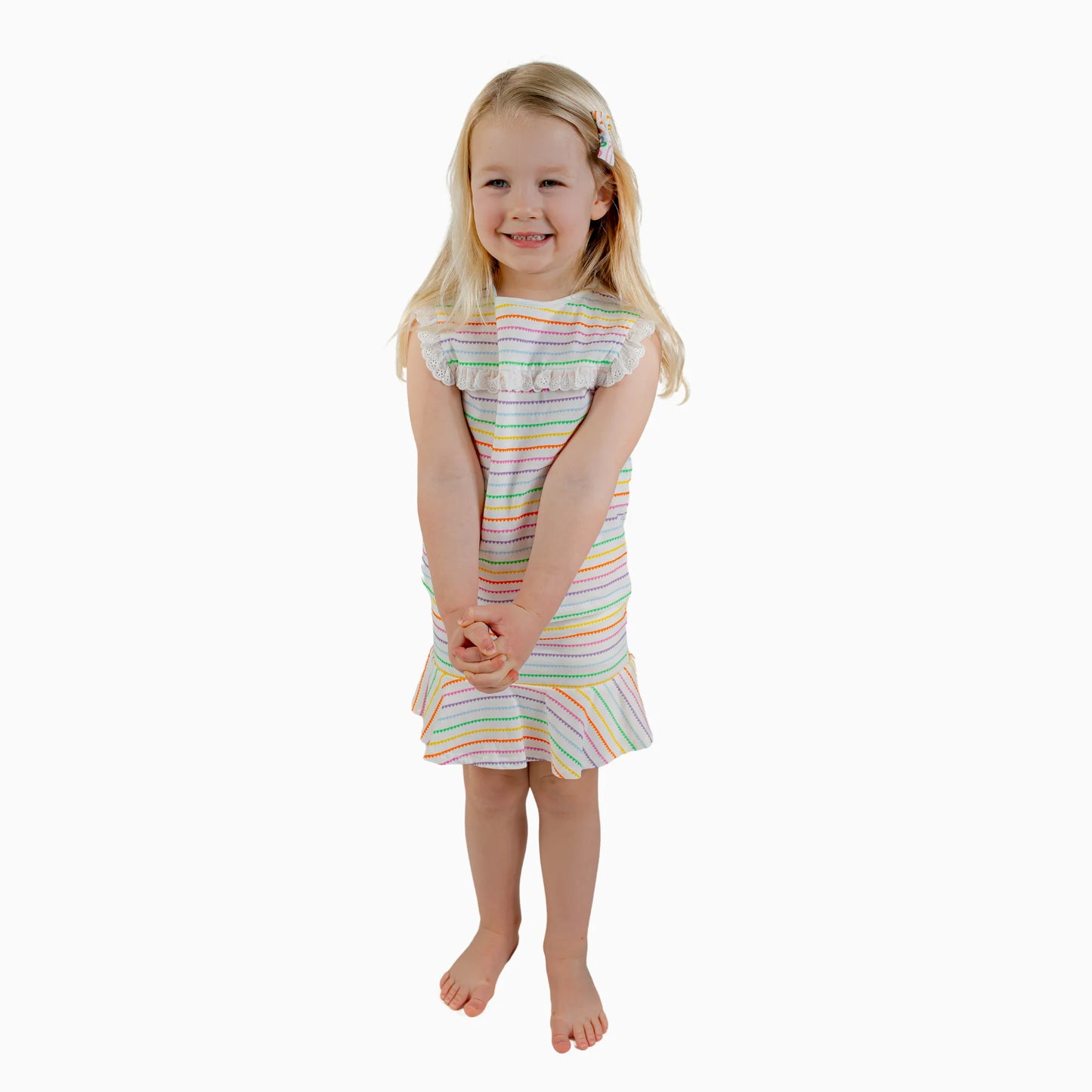 Eyelet Lace Tank in Rainbow Heart Stripe