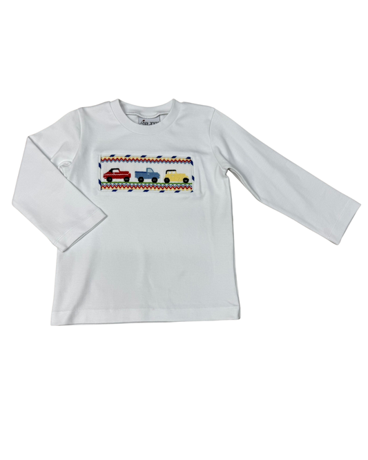 White Smocked Car Shirt