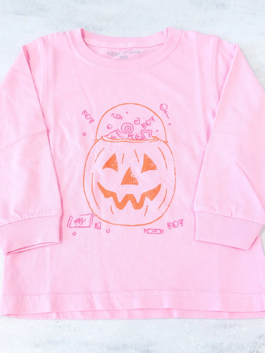 Long-Sleeve Candy Bucket Halloween Shirt