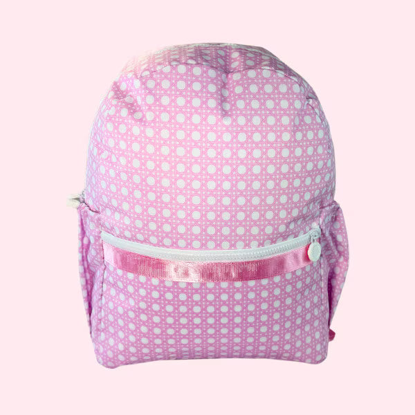 Wipeable Pink Bungalow Medium Backpack w/ Pockets