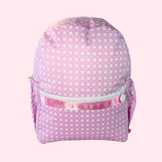 Wipeable Pink Bungalow Medium Backpack w/ Pockets