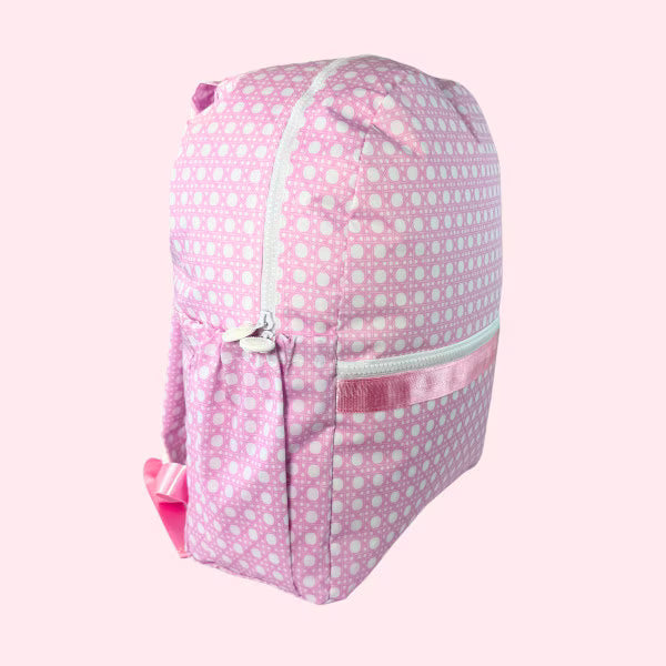 Wipeable Pink Bungalow Medium Backpack w/ Pockets