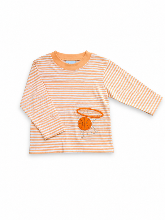 Orange Stripe Basketball Applique Shirt