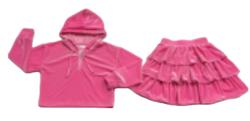 Kai Bubblegum Velvet Velour Skirt Set