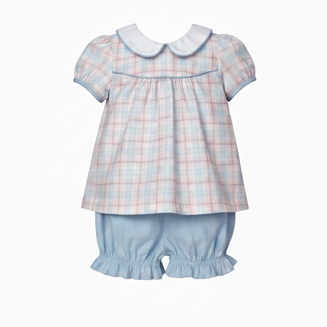 Pink/Blue Plaid Bloomer Set