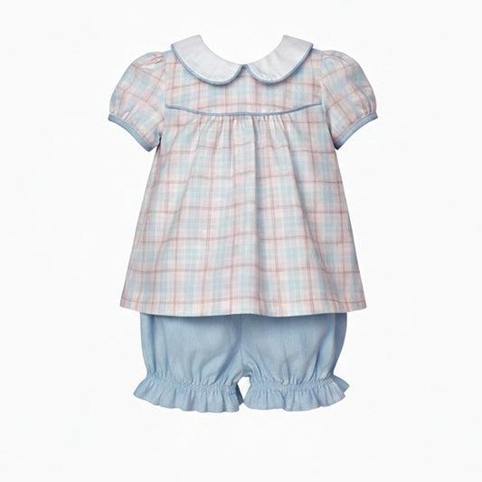 Pink/Blue Plaid Bloomer Set