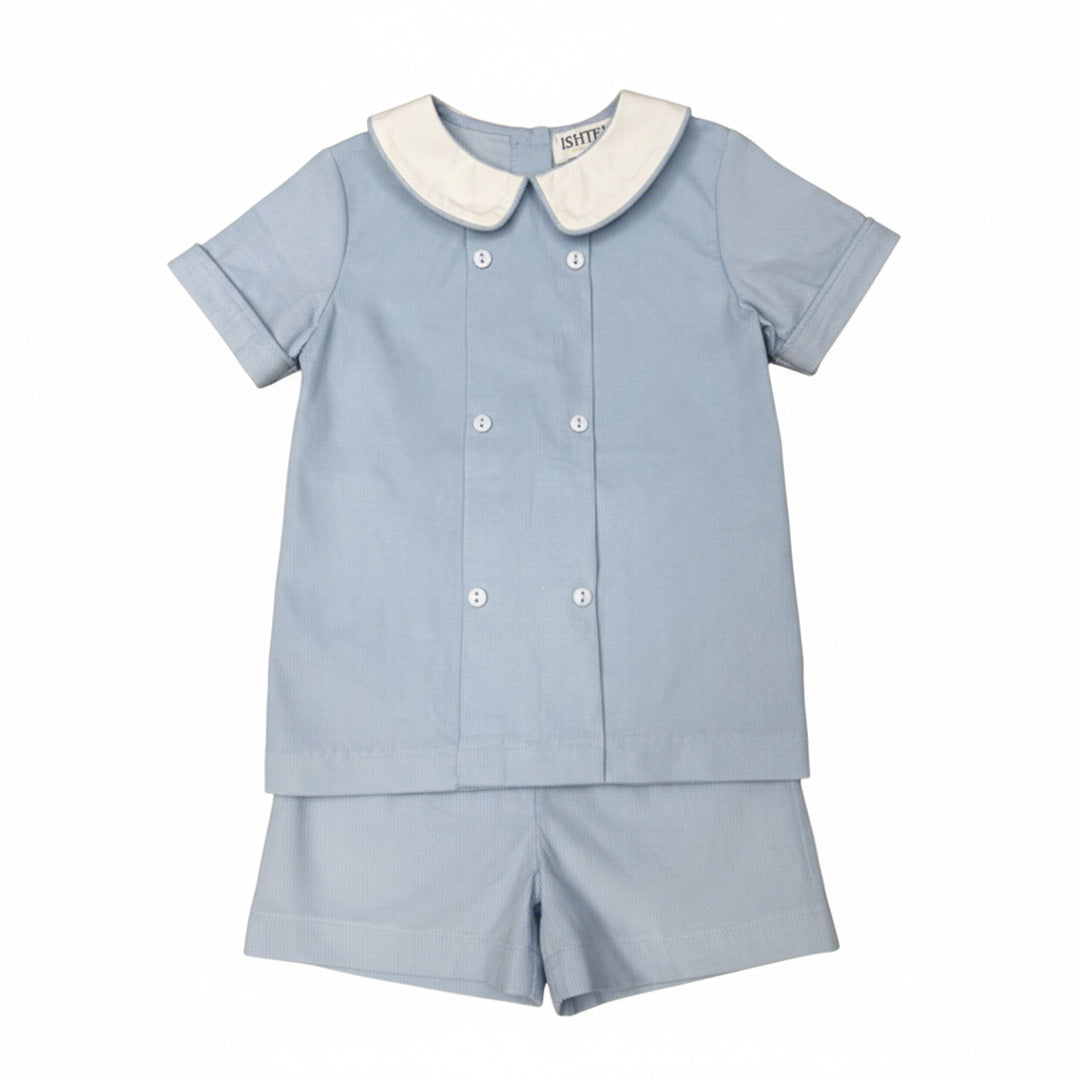 Blue Corduroy Short Set