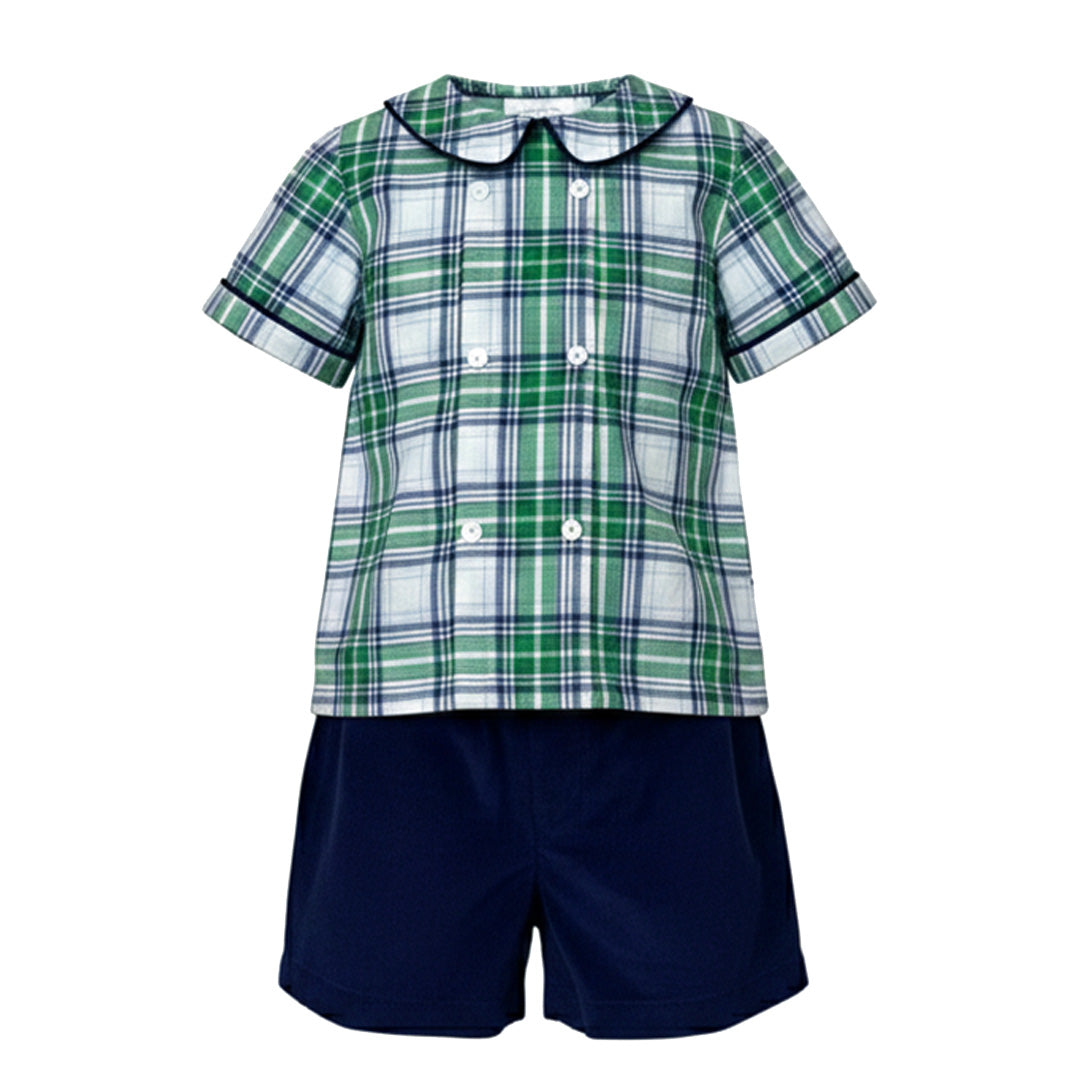 Navy/Green Plaid Short Set