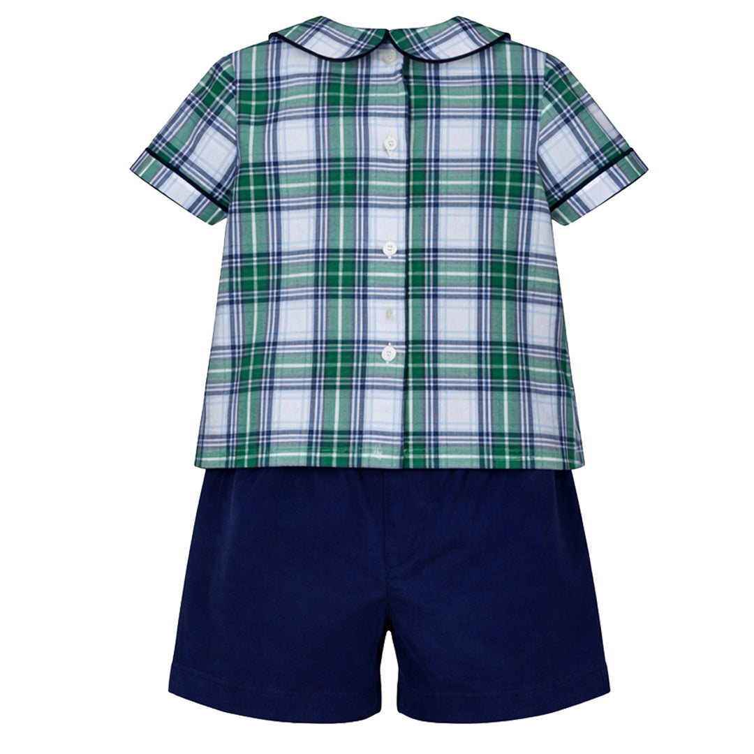 Navy/Green Plaid Short Set
