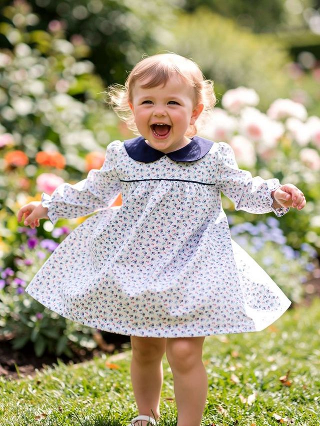 Callie Floral Pima Scallop Collar Dress