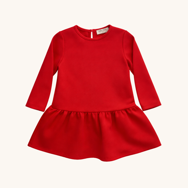 Long Sleeve Tennis Dress in Red