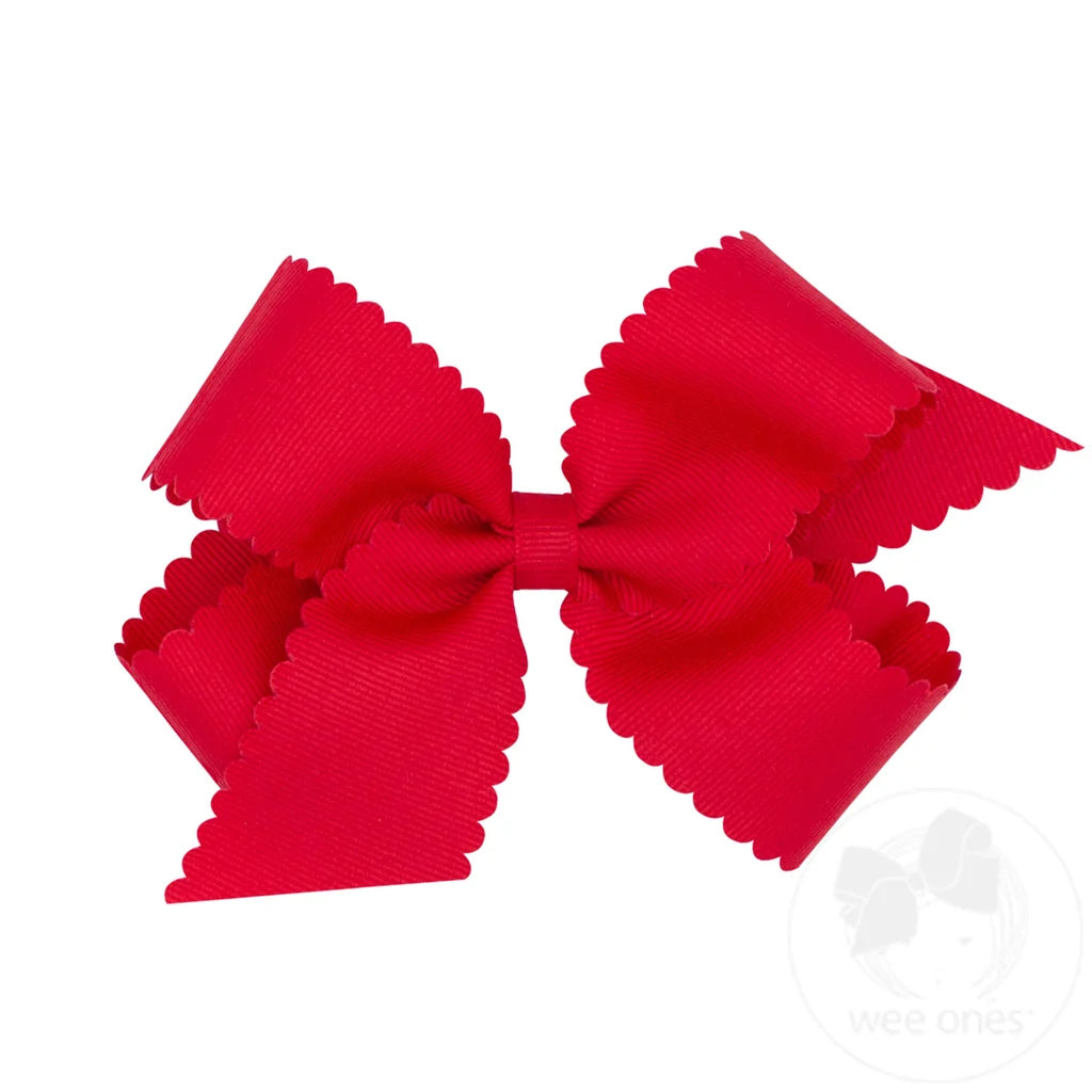 Medium Grosgrain Scallop Edge - Red