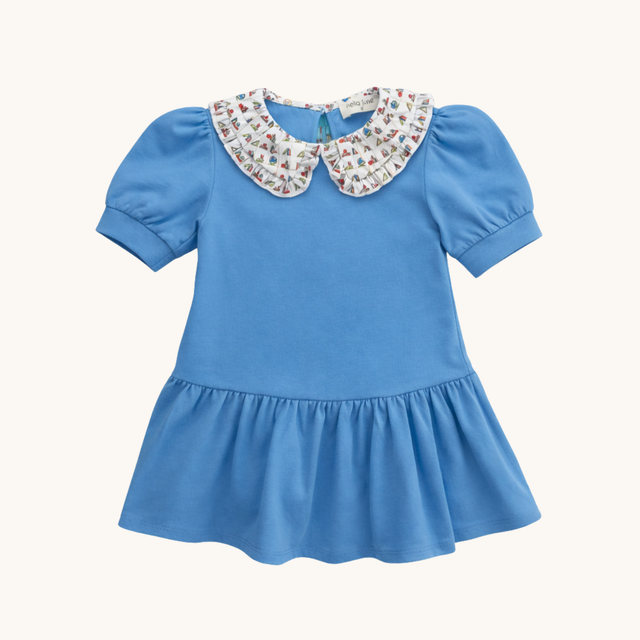Puff Sleeve Tennis Dress in Light Blue/Back to School