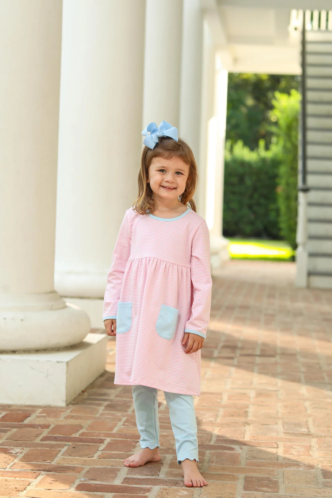 Annie Pants Set - Light Pink Stripe/Light Blue