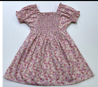 Azalea Pink Floral Smock Bodice Dress