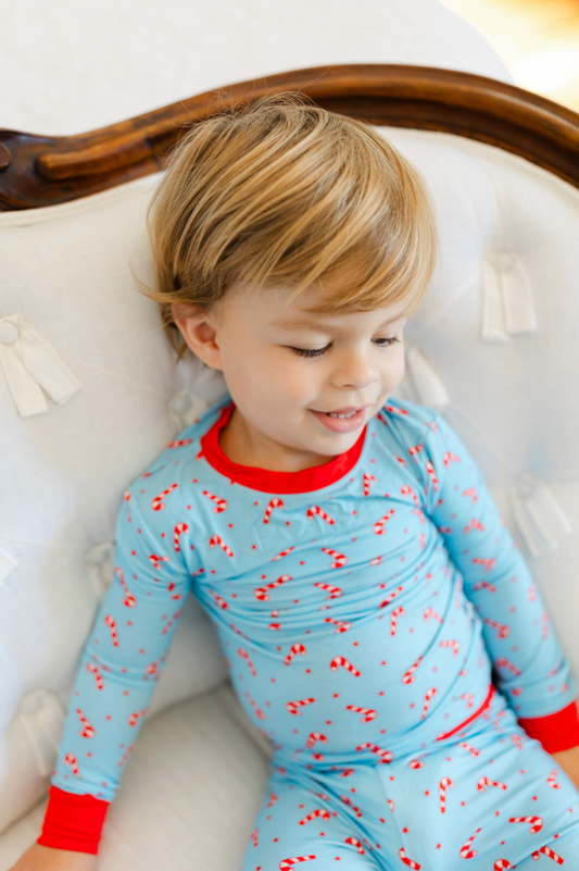 Blue Candy Cane Bamboo Pajamas