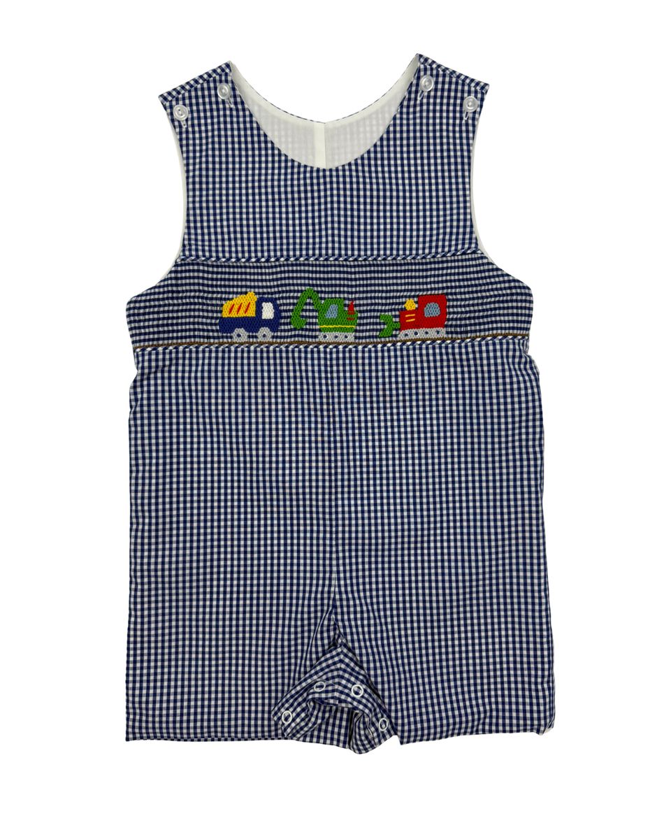 BOYS ROYAL BLUE APPLIQUE WORK TRUCKS SHORT JON JO
