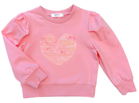 Lily Pink LS Sequin Pink Heart Top