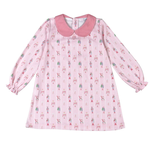 Pink Nutcracker Pima Scallop Collar Dress