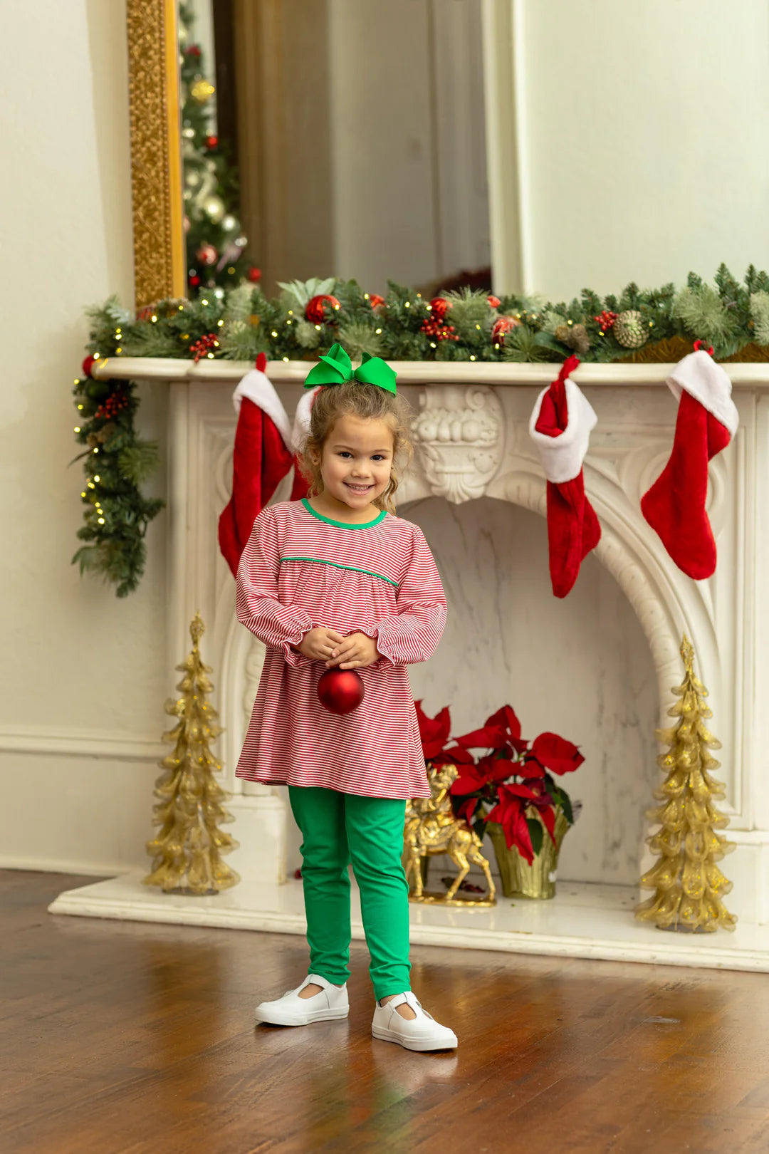 Ellie Pants Set - Red Stripe/Green