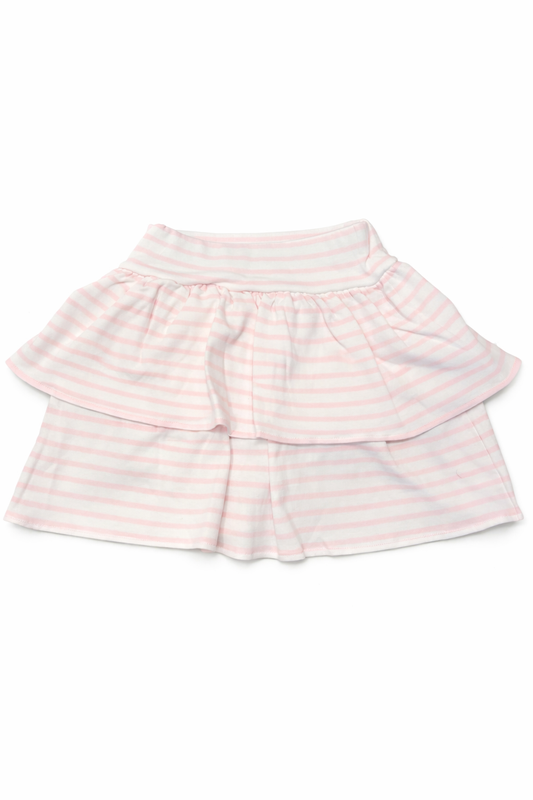 Light Pink Layered Ruffled Stripe Skort