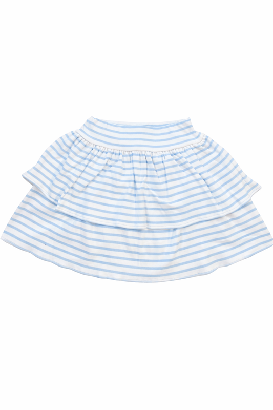 Light Blue Layered Ruffled Stripe Skort