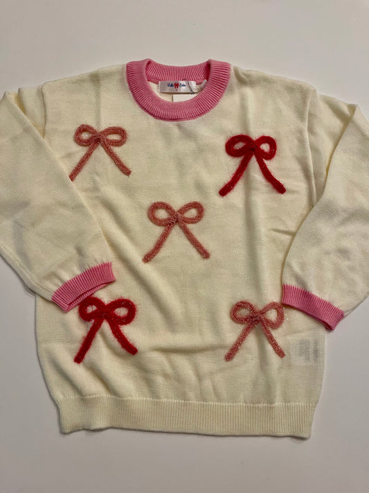 Iris Cream Sweater - Pink Bows