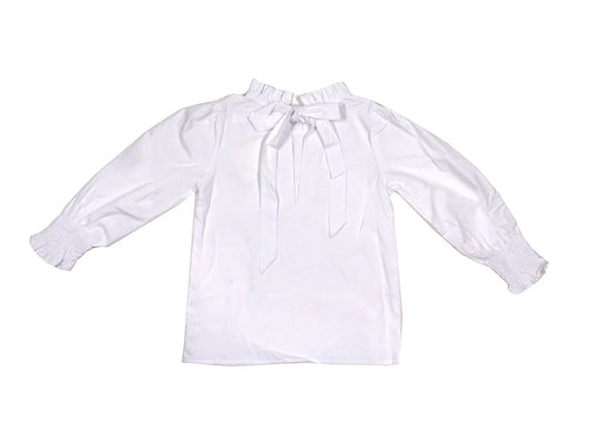 Lyn White LS Ruffle Collar Tie Back Shirt
