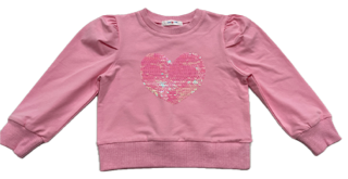 Lily Pink LS Sequin Pink Heart Top