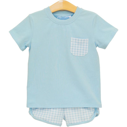 Madden Short Set - Light Blue Gingham