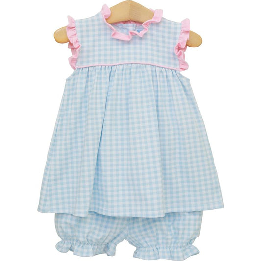 Meredith Bloomer Set - Light Blue Gingham/Light Pink